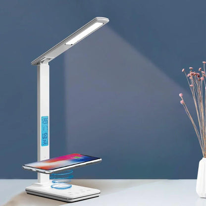 LED Desk Lamp with Wireless Charger and USB Plug in Port Bedside Night Light