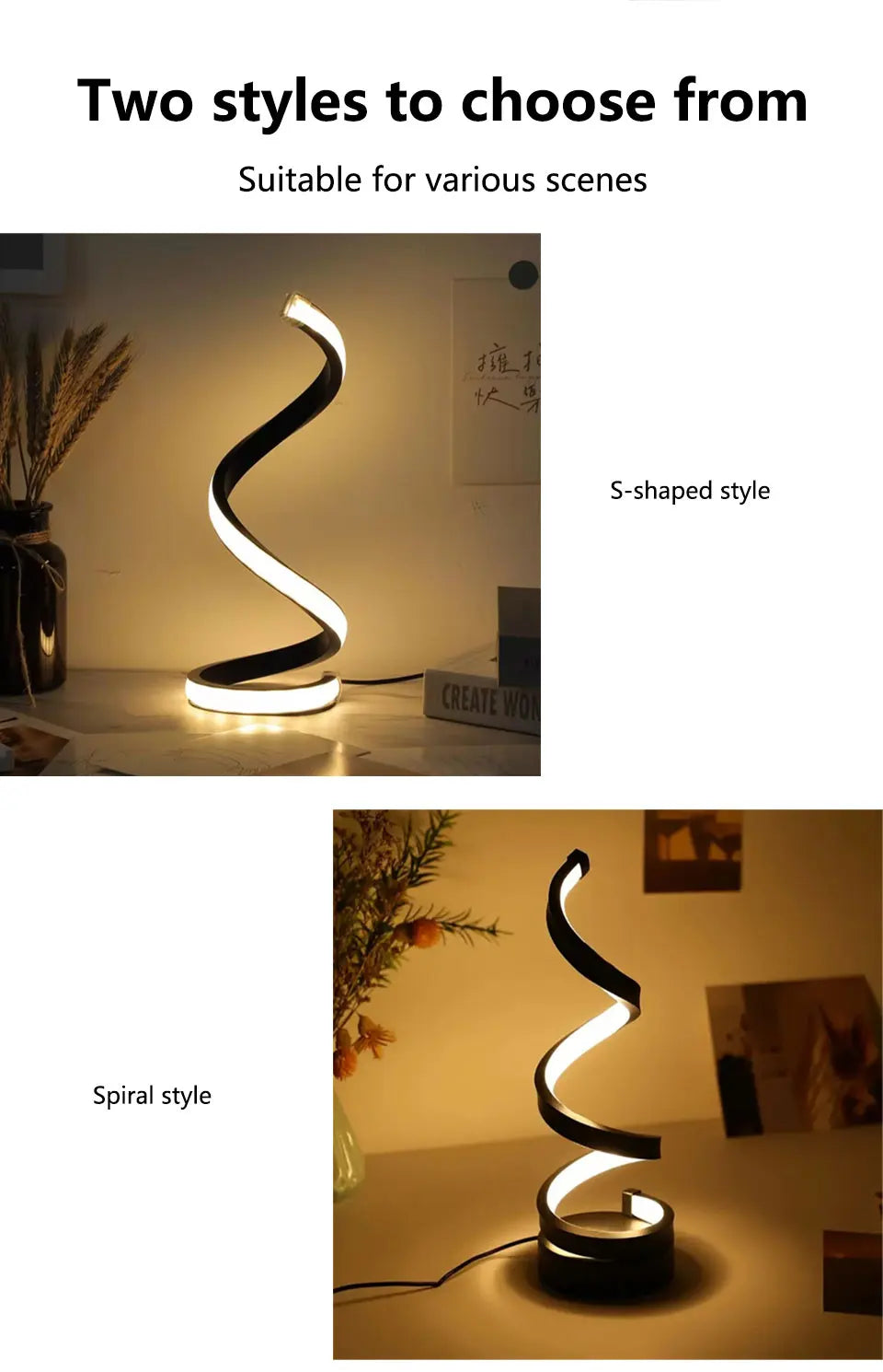 USB Plug in Creative Spiral LED Night Light