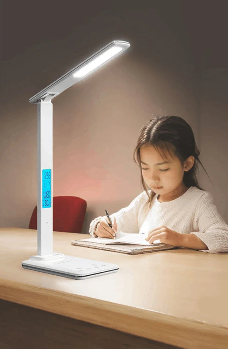 LED Desk Lamp with Wireless Charger and USB Plug in Port Bedside Night Light