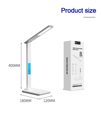 LED Desk Lamp with Wireless Charger and USB Plug in Port Bedside Night Light