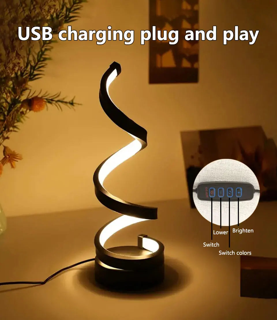 USB Plug in Creative Spiral LED Night Light