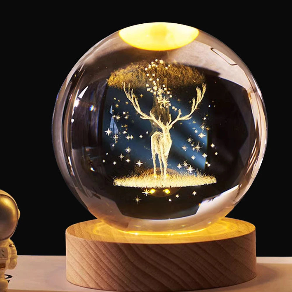 Crystal Planet Night Light Laser Carving Children's Gifts